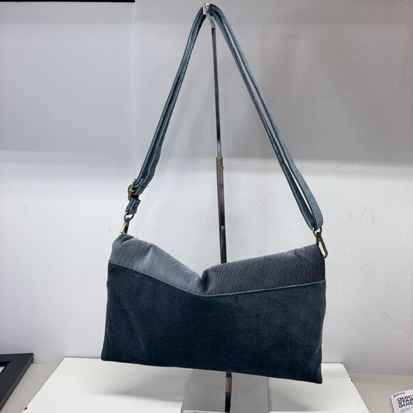 Anthropologie Blue Velvet Corded Shoulder & Crossbody Clutch Bag New Without Tag - Picture 6 of 16